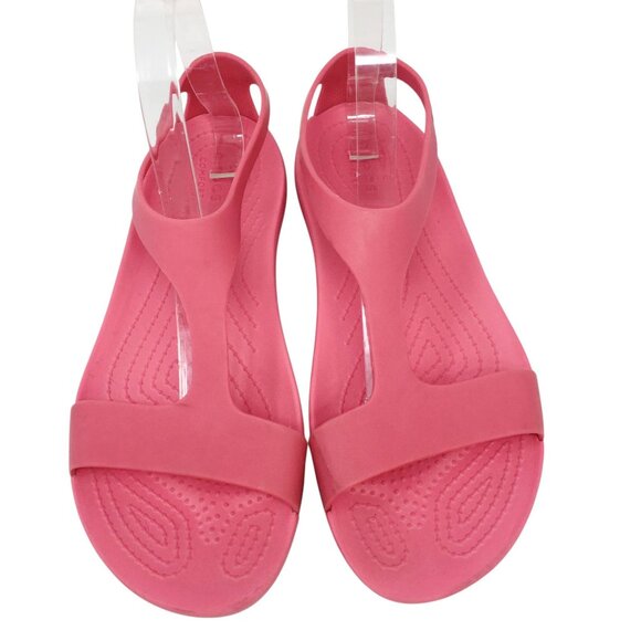 Crocs Serena T Strap Slingback Watermelon Pink Sandals Size 9 - Picture 2 of 16